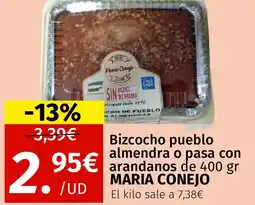 Maskom Supermercados MARIA CONEJO Bizcocho pueblo almendra o pasa con arandanos oferta