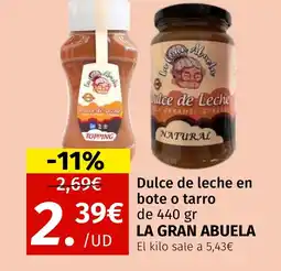 Maskom Supermercados LA GRAN ABUELA Dulce de leche en bote o tarro oferta