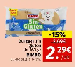 Maskom Supermercados BIMBO Burguer sin gluten oferta