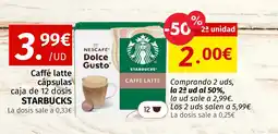 Maskom Supermercados STARBUCKS Caffé latte cápsulas oferta