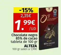 Maskom Supermercados ALTEZA Chocolate negro 85% de cacao tableta oferta