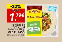 Maskom Supermercados OLD EL PASO Tortillas de trigo x 8 ud oferta