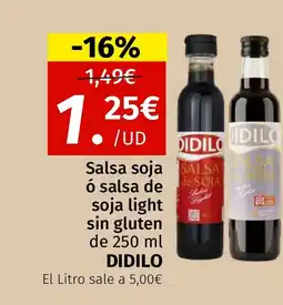 Maskom Supermercados DIDILO Salsa soja ó salsa de soja light sin gluten oferta