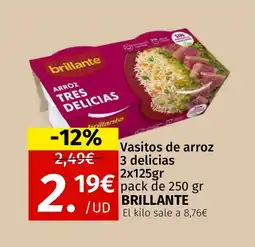 Maskom Supermercados BRILLANTE Vasitos de arroz 3 delicias oferta