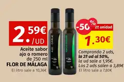Maskom Supermercados FLOR DE MÁLAGA Aceite sabor ajo o romero oferta