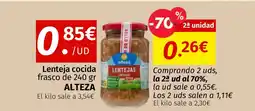 Maskom Supermercados ALTEZA Lenteja cocida frasco oferta