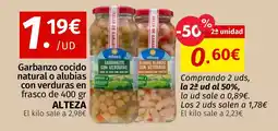 Maskom Supermercados ALTEZA Garbanzo cocido natural o alubias con verduras en frasco oferta