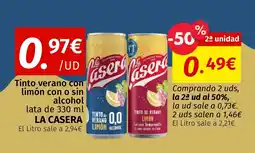 Maskom Supermercados LA CASERA Tinto verano con limón con o sin alcohol oferta
