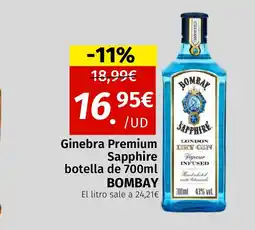 Maskom Supermercados BOMBAY Ginebra Premium Sapphire botella oferta