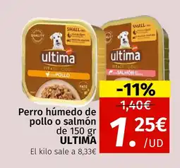 Maskom Supermercados ULTIMA Perro húmedo de pollo o salmón oferta