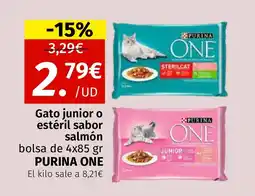 Maskom Supermercados PURINA ONE Gato junior o estéril sabor salmón oferta