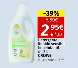 Maskom Supermercados CROWE Detergente líquido sensible bebeinfantil oferta