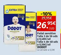 Maskom Supermercados DODOT Pañal sensitive Talla 3 de 56 uds oferta