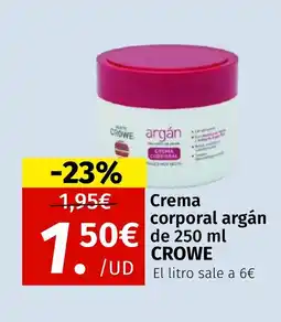 Maskom Supermercados CROWE Crema corporal argán oferta