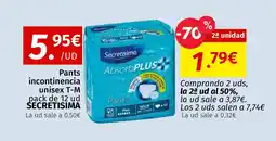 Maskom Supermercados SECRETISIMA Pants incontinencia unisex T-M oferta
