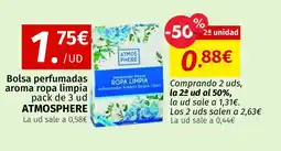 Maskom Supermercados ATMOSPHERE Bolsa perfumadas aroma ropa limpia oferta