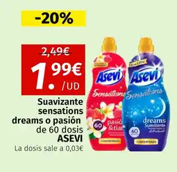Maskom Supermercados ASEVI Suavizante sensations dreams o pasión de 60 dosis oferta