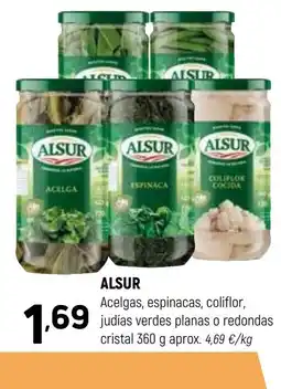 Coviran ALSUR Acelgas, espinacas, coliflor, judías verdes planas o redondas cristal oferta