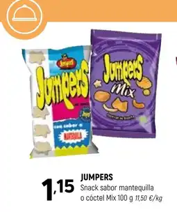 Coviran JUMPERS Snack sabor mantequilla o cóctel Mix oferta