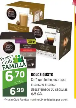 Coviran DOLCE GUSTO Café con leche, espresso intenso o intenso descafeinado 30 cápsulas oferta