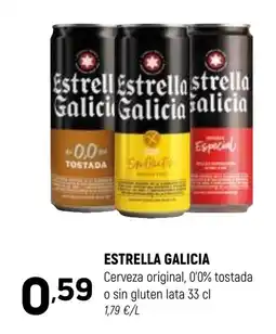 Coviran ESTRELLA GALICIA Cerveza original, 0'0% tostada o sin gluten lata oferta