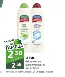 Coviran LA TOJA Gel aloe vera o hidrotermal oferta