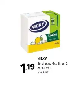 Coviran NICKY Servilletas Maxi limón 2 capas oferta