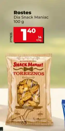 Dia DIA SNACK MANIAC Rostes oferta