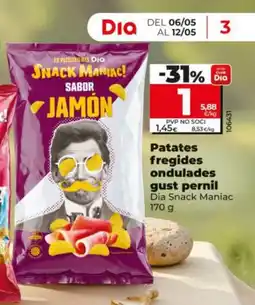 Dia DIA SNACK MANIAC Patates fregides ondulades gust pernil oferta