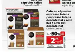 Dia DOLCE GUSTO Cafè en càpsules espresso intens / espresso intens descafeïnat / amb llet / amb llet descafeinat oferta