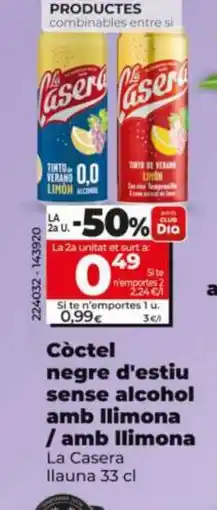 Dia LA CASERA Còctel negre d'estiu sense alcohol amb llimona / amb llimona oferta