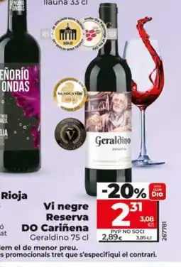 Dia GERALDINO Vi negre Reserva DO Cariñena oferta