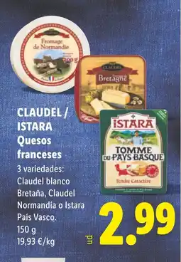 Lidl CLAUDEL/ ISTARA Quesos franceses oferta