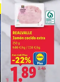 Lidl REALVALLE Jamón cocido extra oferta