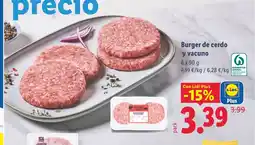 Lidl Burger de cerdo y vacuno oferta