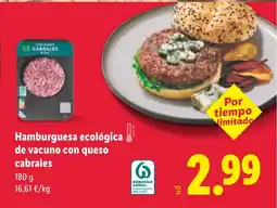 Lidl Hamburguesa ecológica de vacuno con queso cabrales oferta