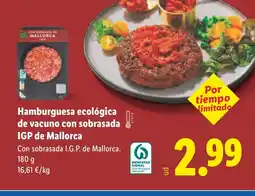 Lidl Hamburguesa ecológica de vacuno con sobrasada IGP de Mallorca oferta