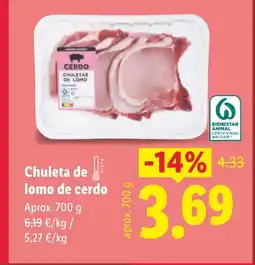 Lidl Chuleta de lomo de cerdo oferta