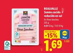 Lidl REALVALLE Jamón cocido reducido en sal oferta