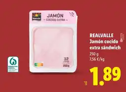 Lidl REALVALLE Jamón cocido extra sándwich oferta