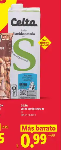 Lidl CELTA Leche semidesnatada oferta