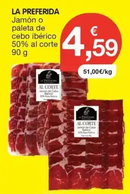 CashDiplo LA PREFERIDA Jamón o paleta de cebo ibérico 50% al corte oferta