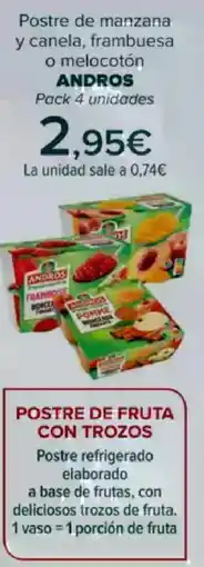 Carrefour ANDROS Postre de manzana y canela, frambuesa o melocotón oferta
