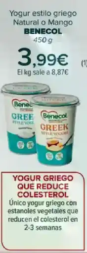 Carrefour BENECOL Yogur estilo griego Natural o Mango oferta