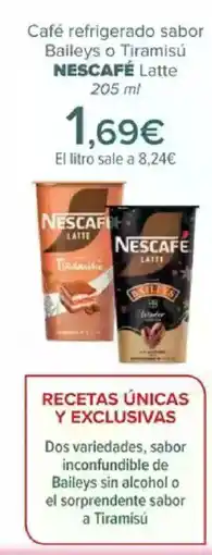 Carrefour NESCAFÉ Café refrigerado sabor Baileys o Tiramisú Latte oferta