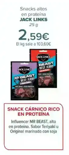 Carrefour JACK LINKS Snacks altos en proteína oferta