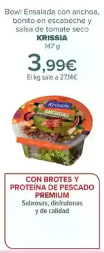 Carrefour KRISSIA Bowl Ensalada con anchoa, bonito en escabeche y salsa de tomate seco oferta
