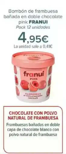 Carrefour FRANUI Bombón de frambuesa bañada en doble chocolate pink oferta