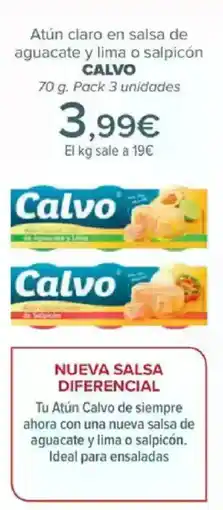 Carrefour CALVO Atún claro en salsa de aguacate y lima o salpicón oferta