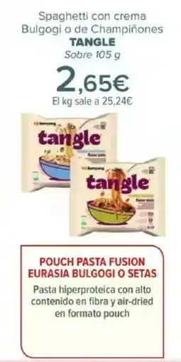 Carrefour TANGLE Spaghetti con crema Bulgogi o de Champiñones Sobre oferta